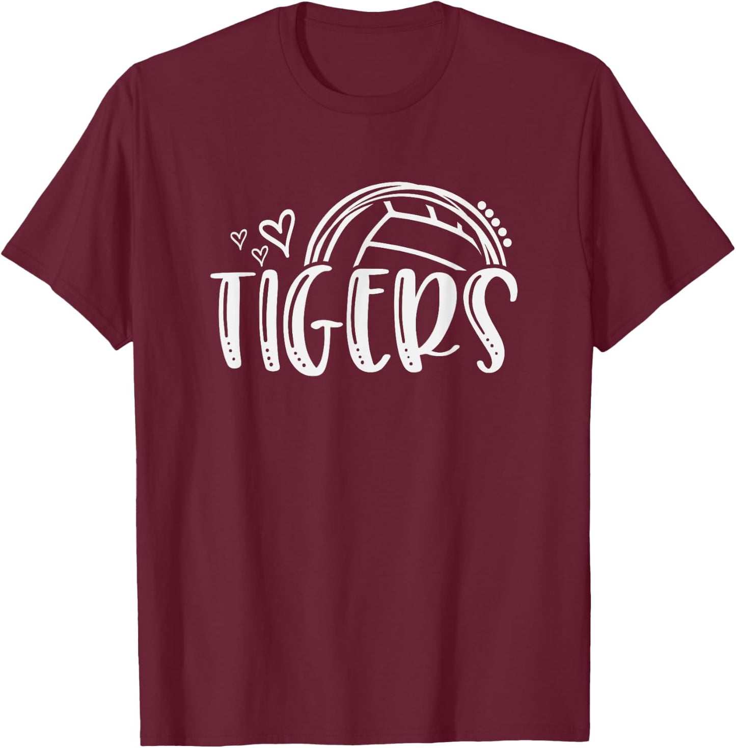 Volleyball Tigers School Sports Fan Team Spirit T-Shirt - T-Shirt | Maroon