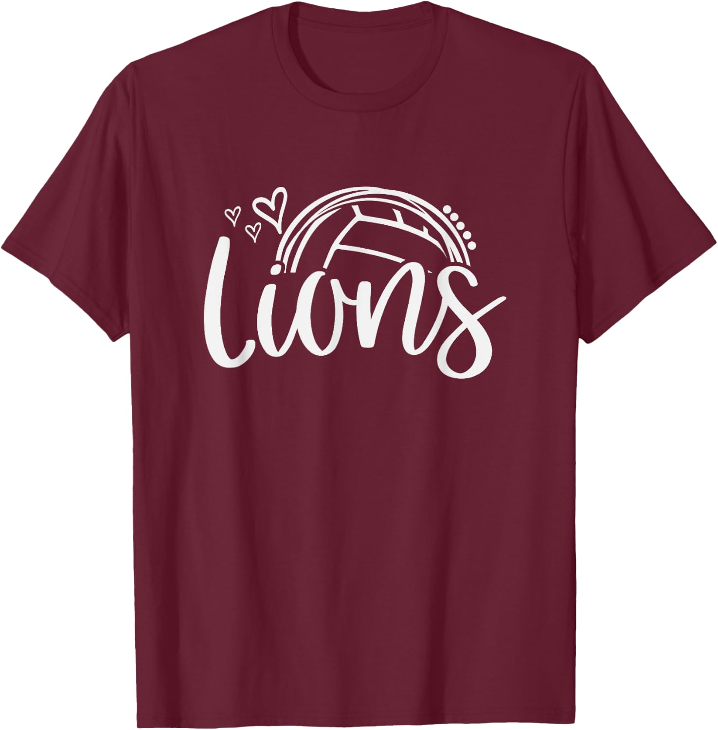 Volleyball Lions School Sports Fan Team Spirit T-Shirt - T-Shirt | Maroon