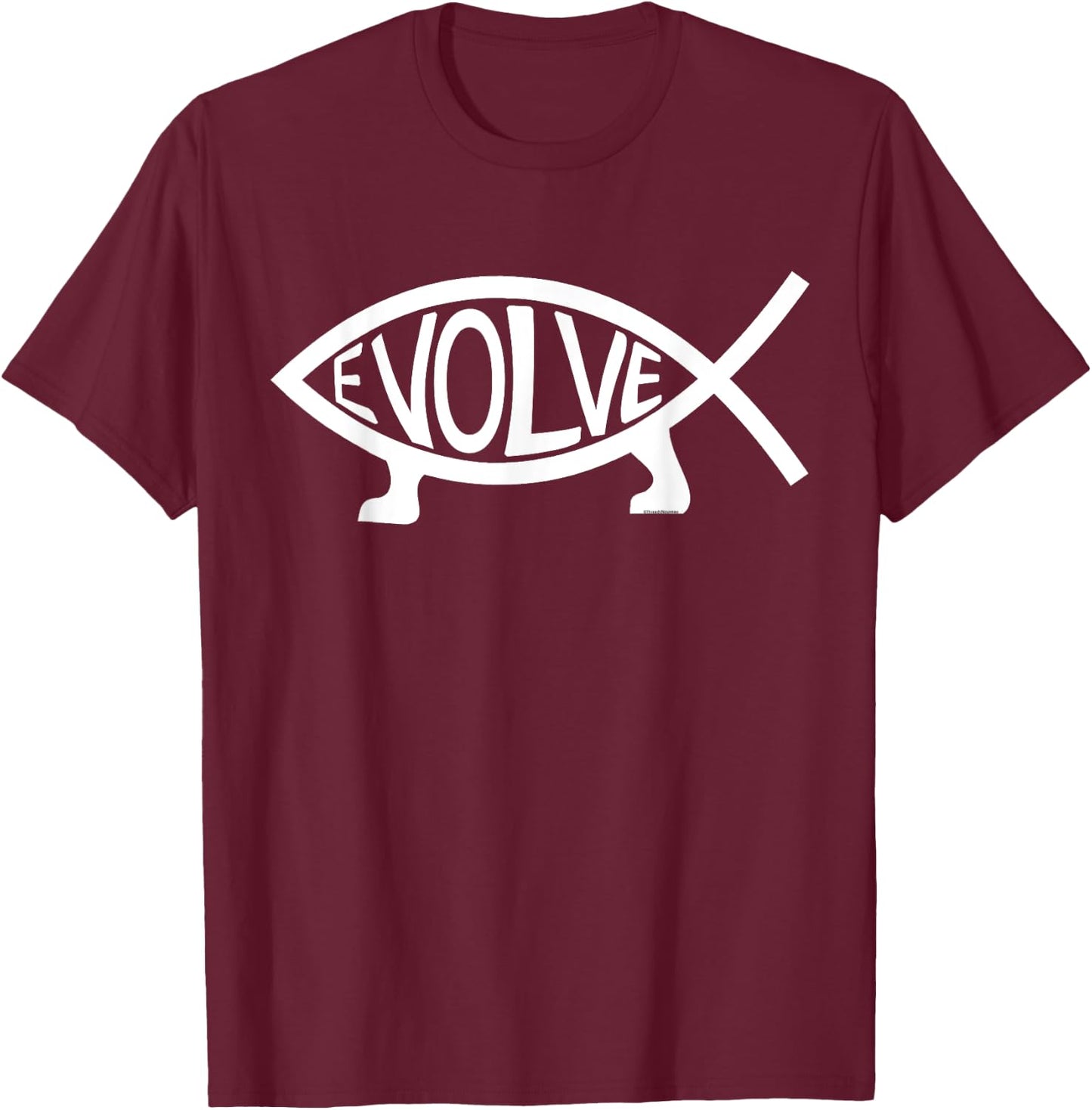Evolve Atheist Fish Symbol T-Shirt - T-Shirt | Maroon
