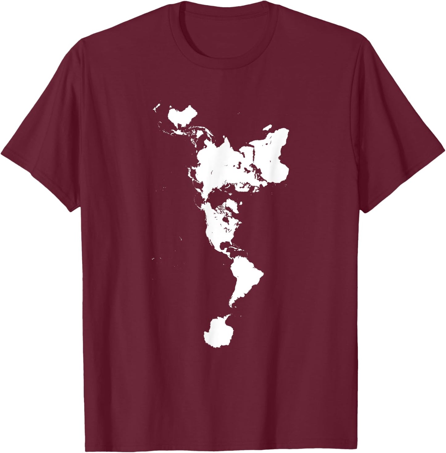 White Dymaxion World Map Alternative Projection T-Shirt - T-Shirt | Maroon