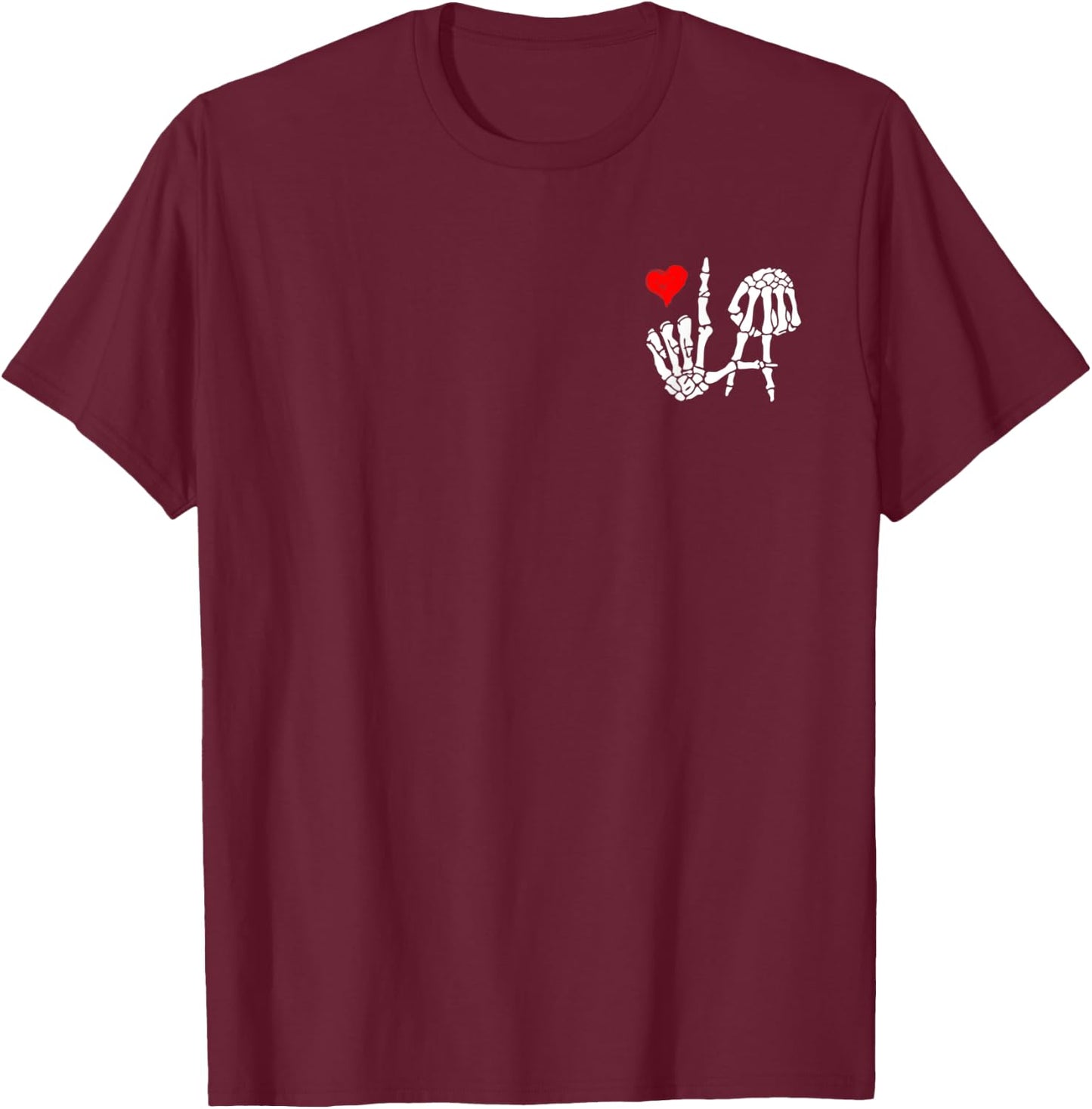I Love Los Angeles with Skeleton LA Sign T-Shirt - T-Shirt | Maroon