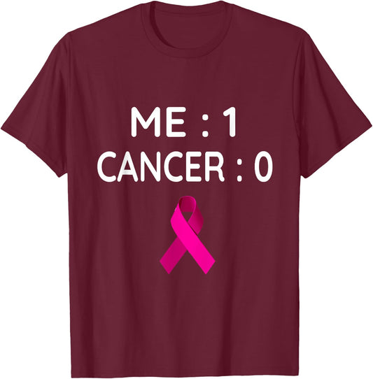 Breast Cancer Awareness Shirt Me 1 Cancer 0 Funny Pink T-Shirt - T-Shirt | Maroon