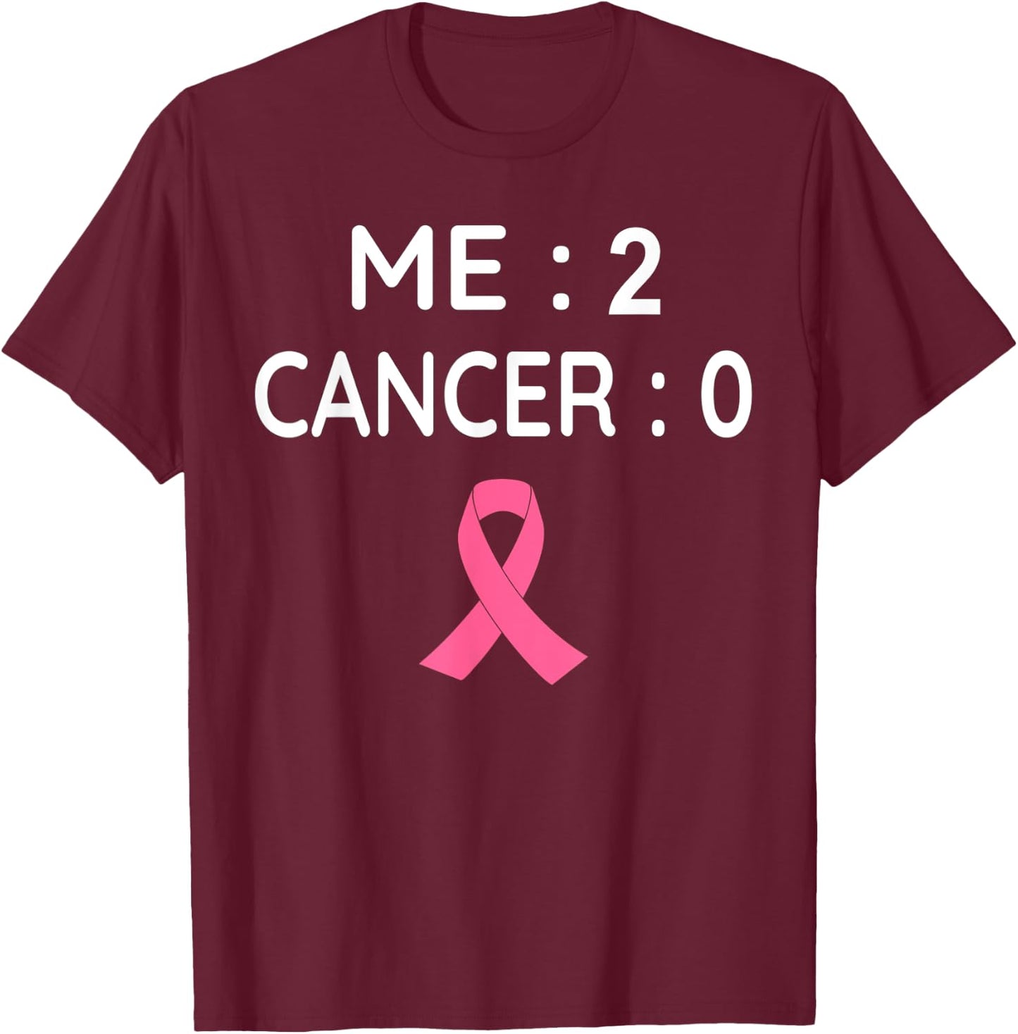 Me 2 Cancer 0 Breast Cancer Awareness Pink Ribbon T-Shirt - T-Shirt | Maroon