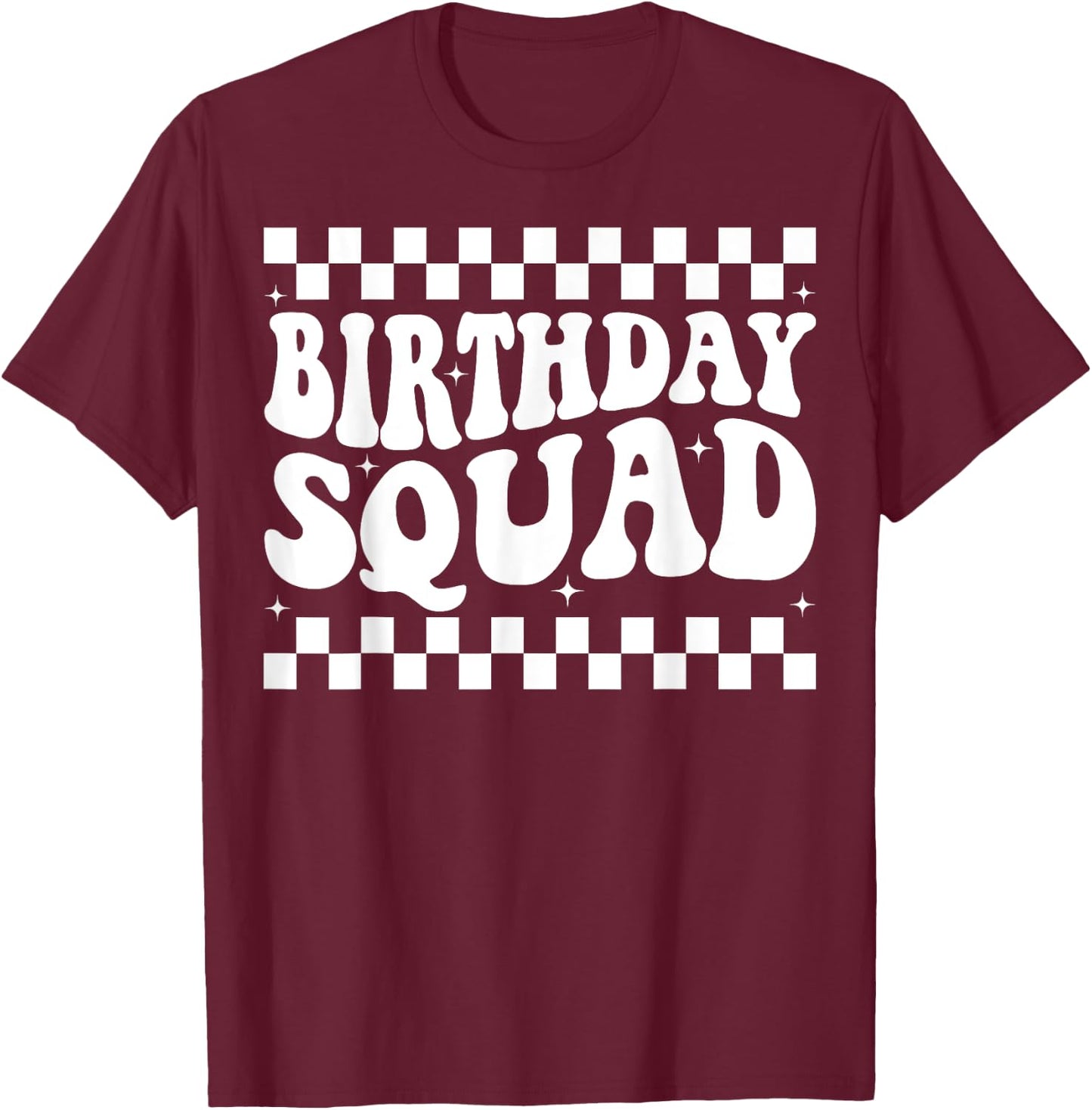 Birthday Squad Groovy Matching Family Birthday Squad T-Shirt - T-Shirt | Maroon