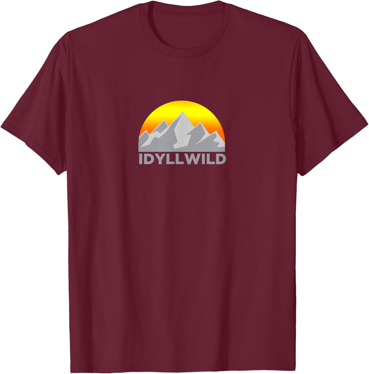 Retro Sunrise Mountain - Idyllwild California T Shirt T-Shirt - T-Shirt | Maroon