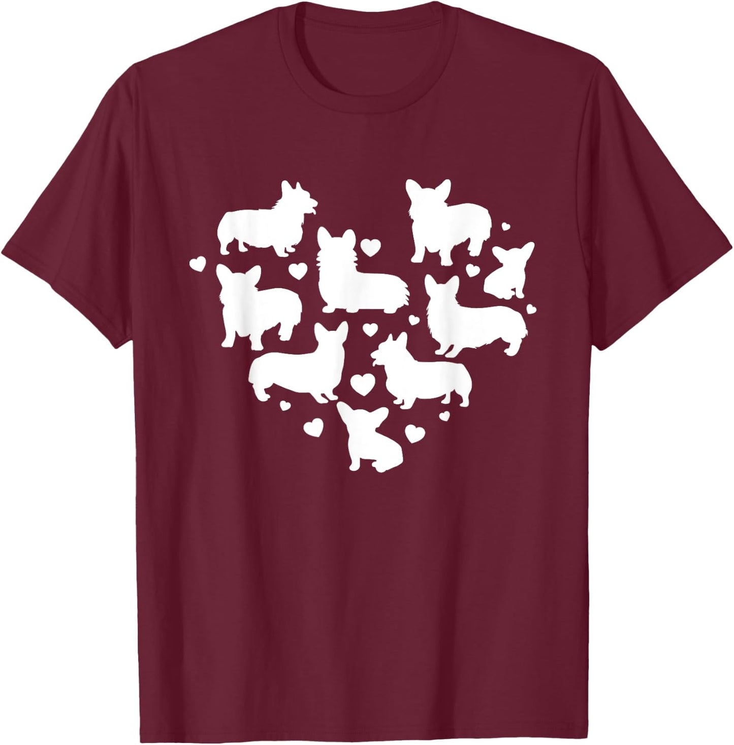 Corgi Valentines Day Shirt Cute Dog Heart Lover Mom Gift Women T-Shirt - T-Shirt | Maroon
