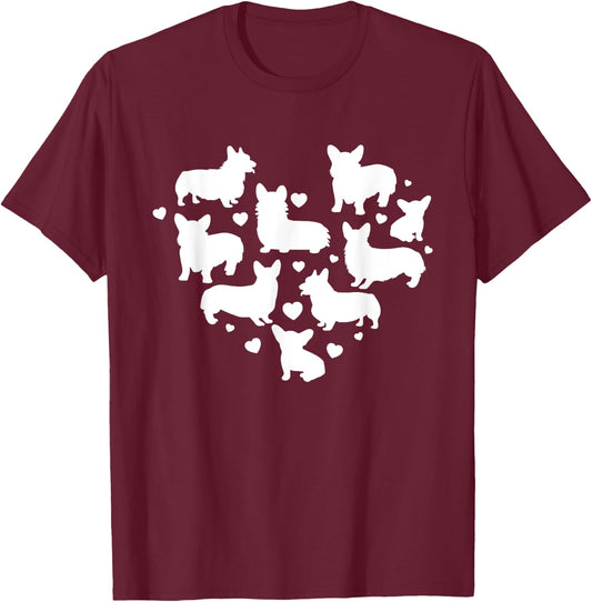 Corgi Valentines Day Shirt Cute Dog Heart Lover Mom Gift Women T-Shirt - T-Shirt | Maroon