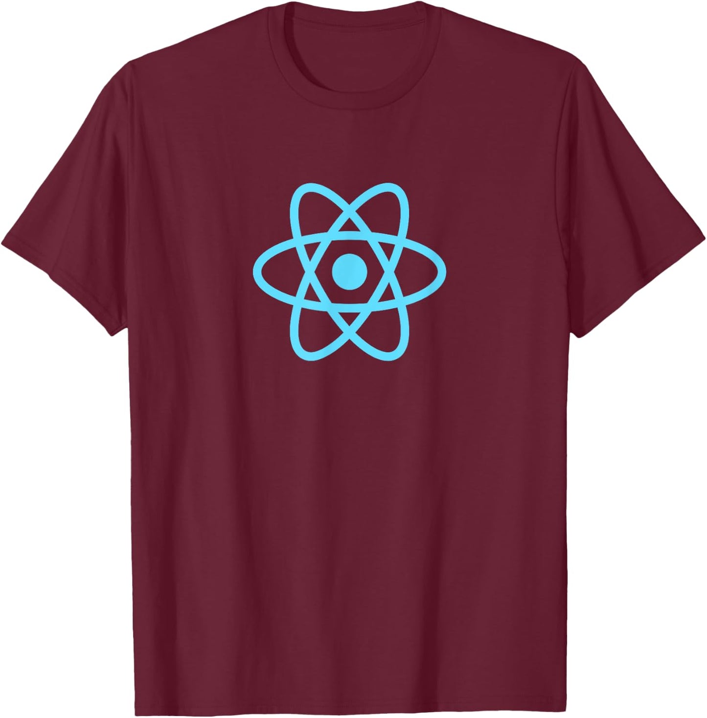 ReactJS Official Logo JavaScript Framework - Men's Adult Black Small Classic Fit Short Sleeve Collarless T-Shirt - T-Shirt | Maroon
