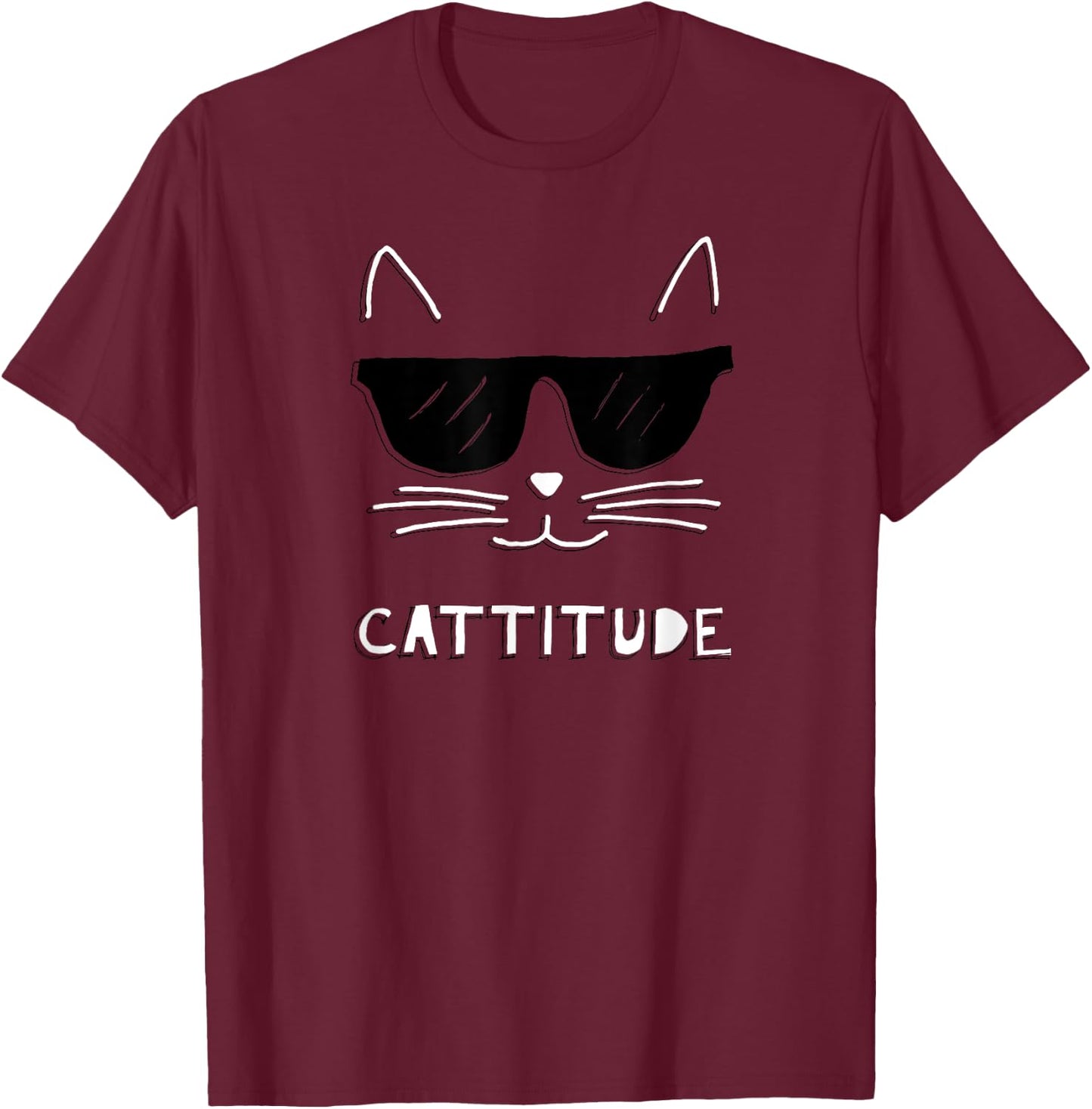 Cattitude, Funny cat attitude, sunglasses Men Women Kids T-Shirt - T-Shirt | Maroon