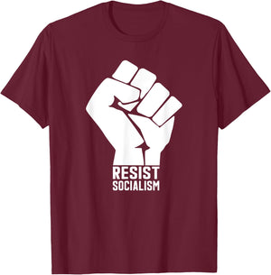 Anti Socialism Pro Democracy Shirt Resist Socialism Novelty T-Shirt - T-Shirt | Maroon