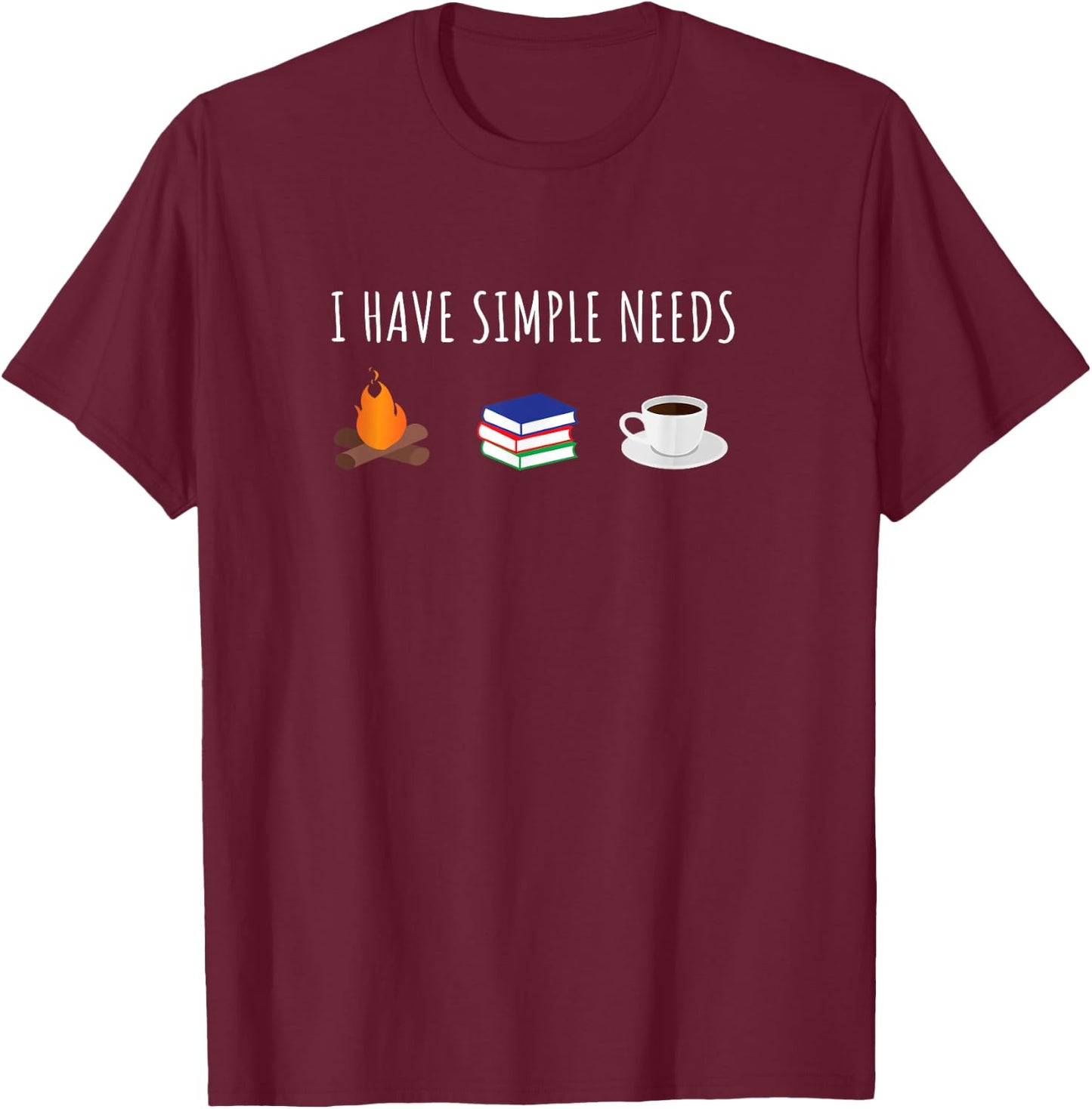 Funny Love Camping Reading Coffee T-Shirt - T-Shirt | Maroon