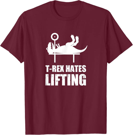 T-Rex hates lifting gym workout T-Shirt - T-Shirt | Maroon
