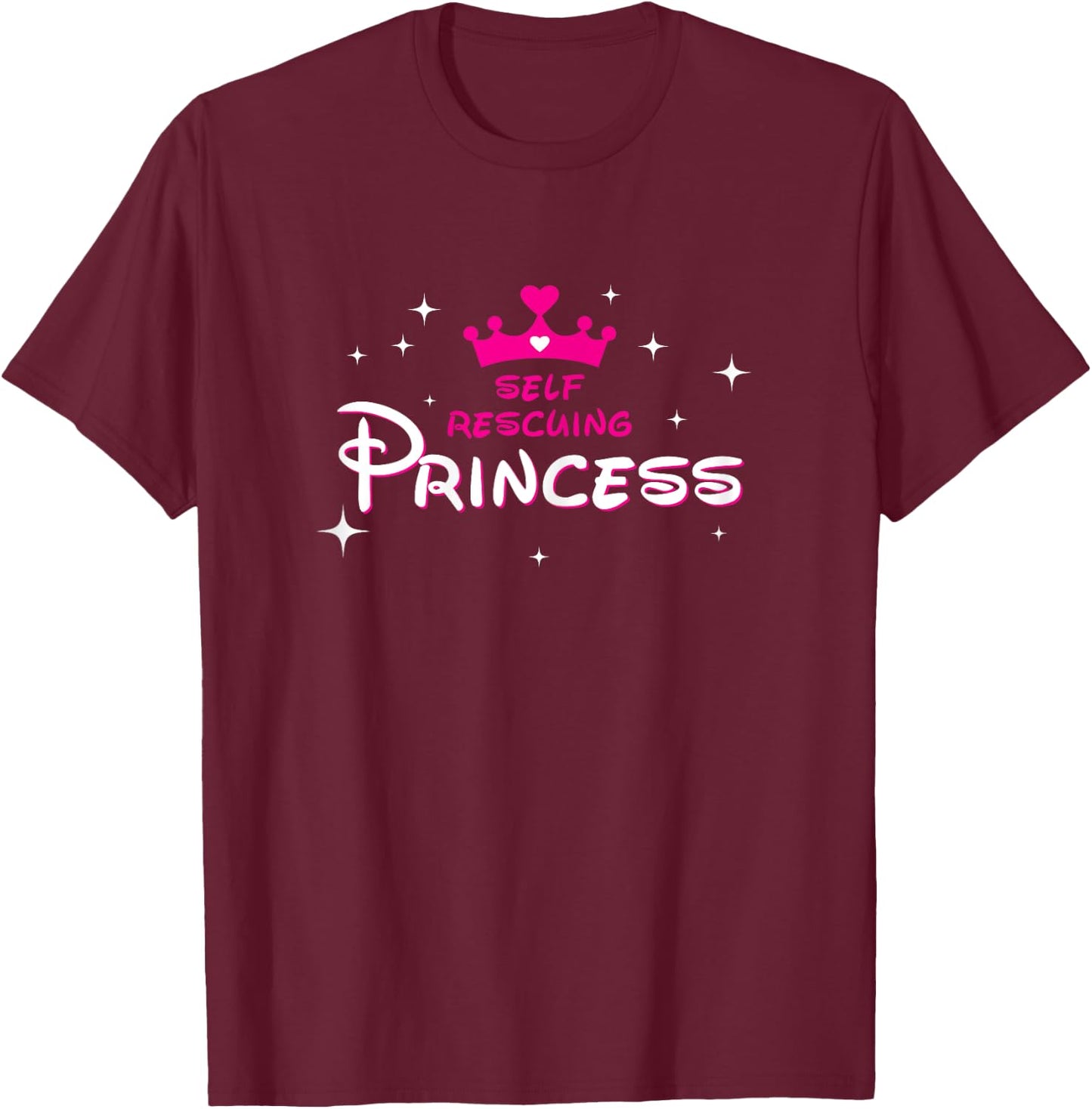 Self Rescuing Princess Shirt | Fun Strong Confident Women T-Shirt - T-Shirt | Maroon