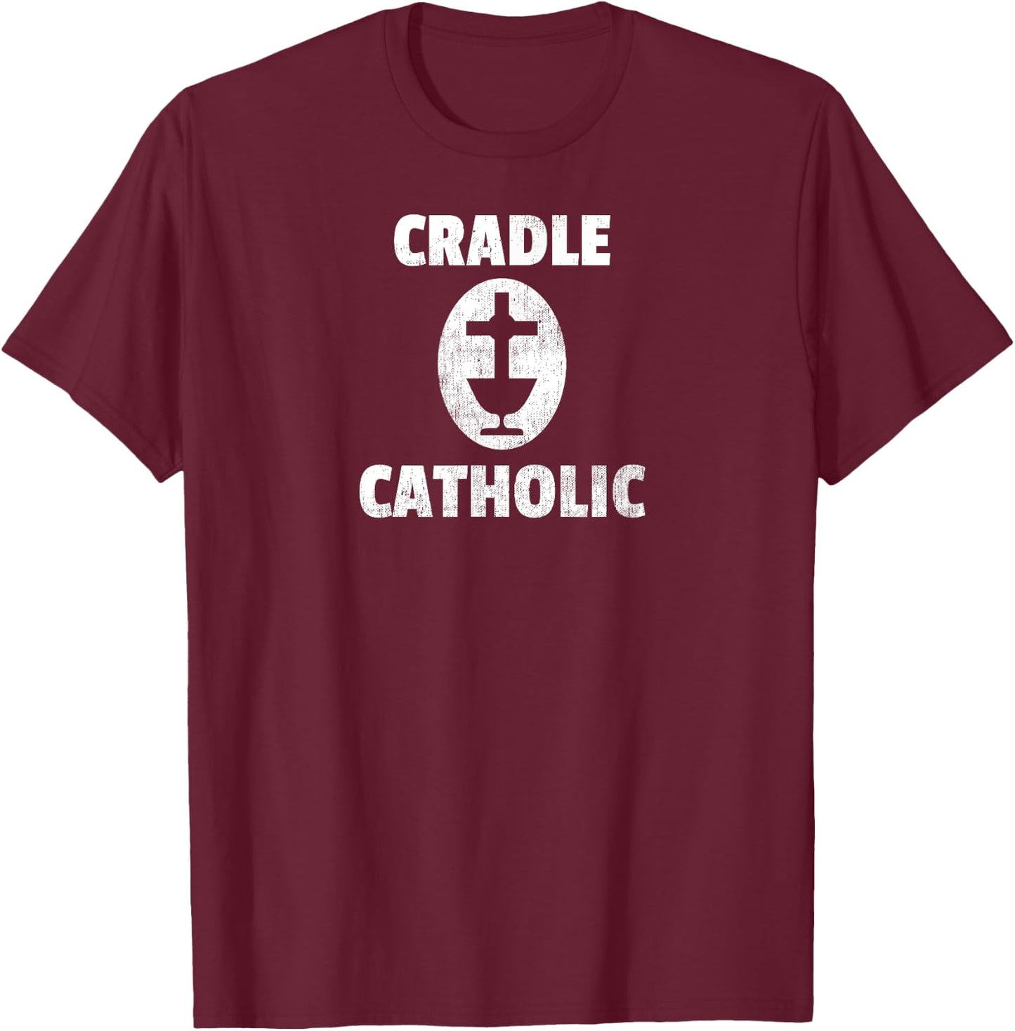 Cradle Catholic Vintage Chalice & Cross T-Shirt - T-Shirt | Maroon