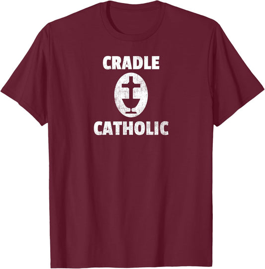 Cradle Catholic Vintage Chalice & Cross T-Shirt - T-Shirt | Maroon