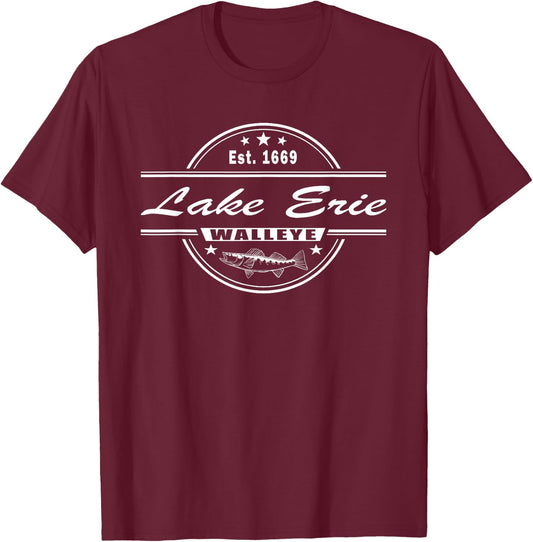 Lake Erie Walleye Fishing Souvenir Shirt for Walleye Fishing T-Shirt - T-Shirt | Maroon