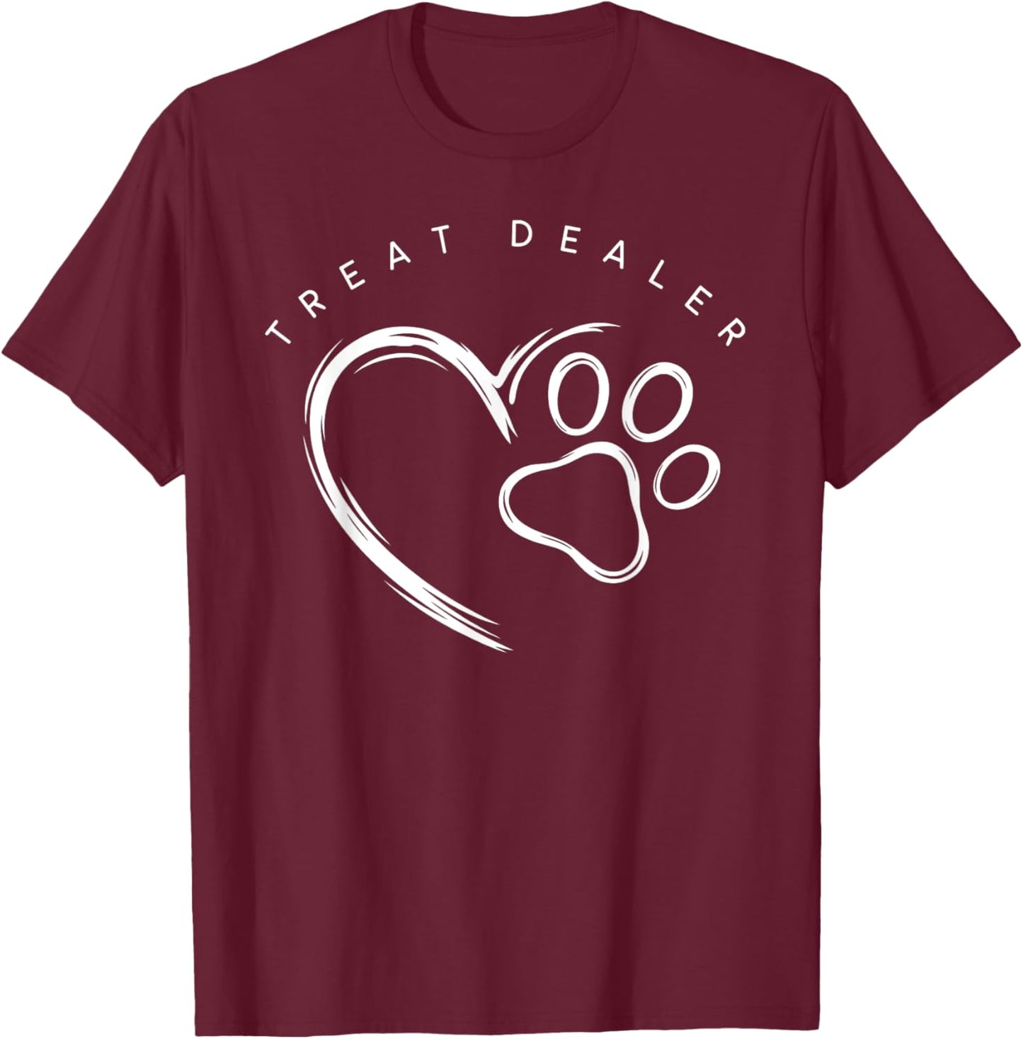 Treat Dealer Dog Lover Cute Paw Print -Adult Black Small T-Shirt - T-Shirt | Maroon
