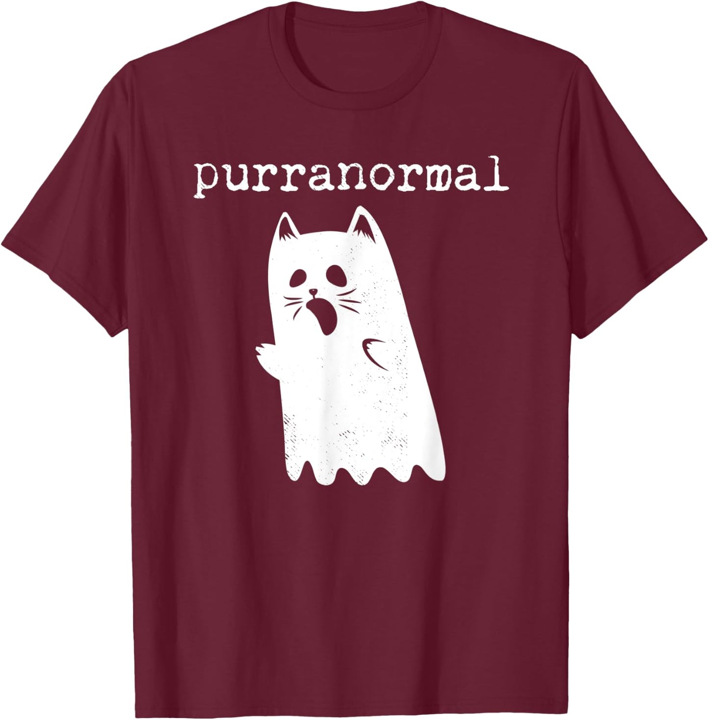 Purranormal Funny Cat Halloween T Shirt Paranormal Ghost Women Kids T-Shirt - T-Shirt | Maroon