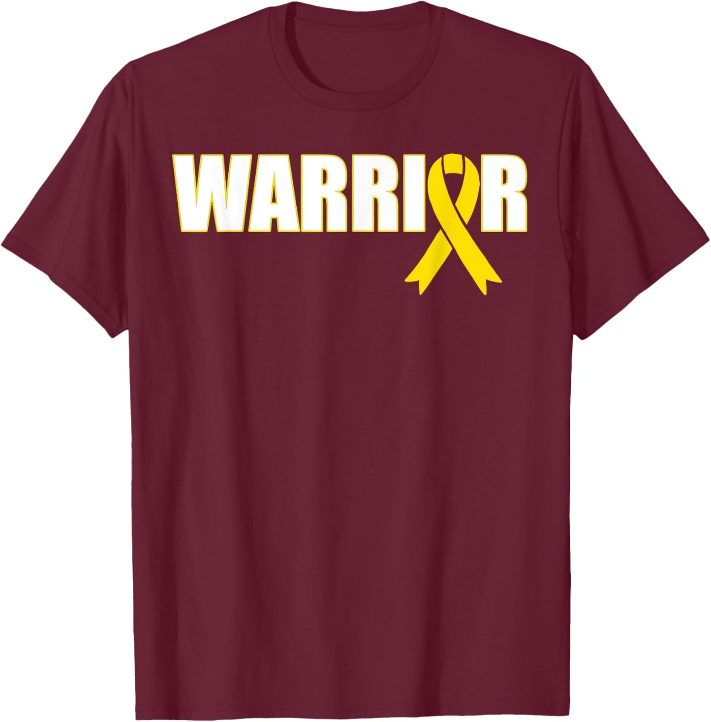 Bone Cancer Warrior - Sarcoma Yellow Ribbon Shirt T-Shirt - T-Shirt | Maroon