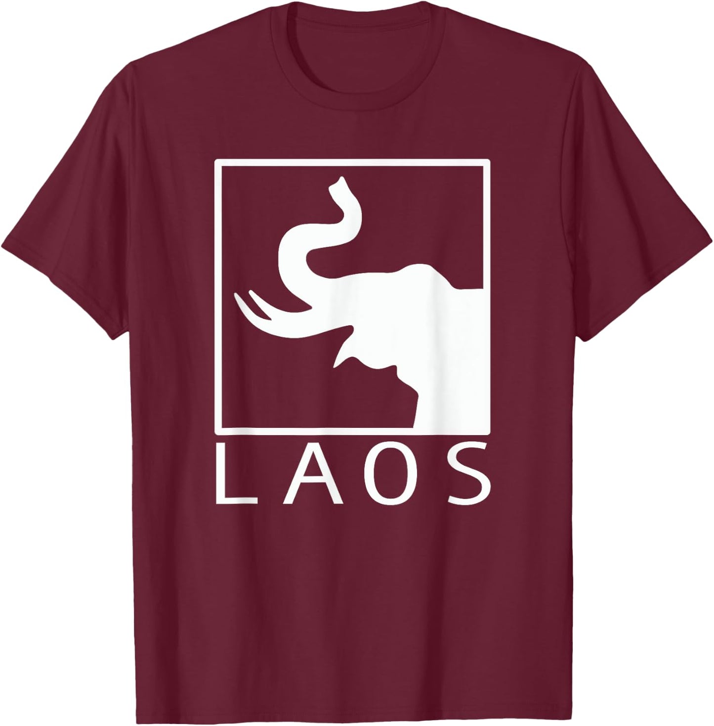 LAOS Boxed Typography | Laotian | Sabaidee | Lao Flag T-Shirt - T-Shirt | Maroon