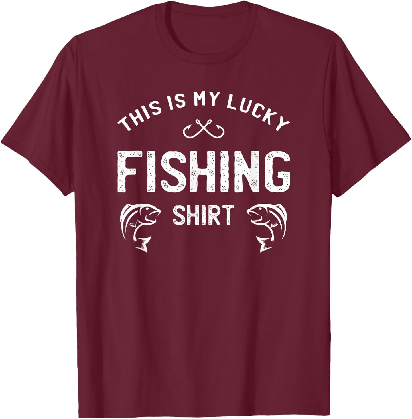 This is my Lucky Fishing Shirt Funny Fishing Retro T-Shirt - T-Shirt | Maroon