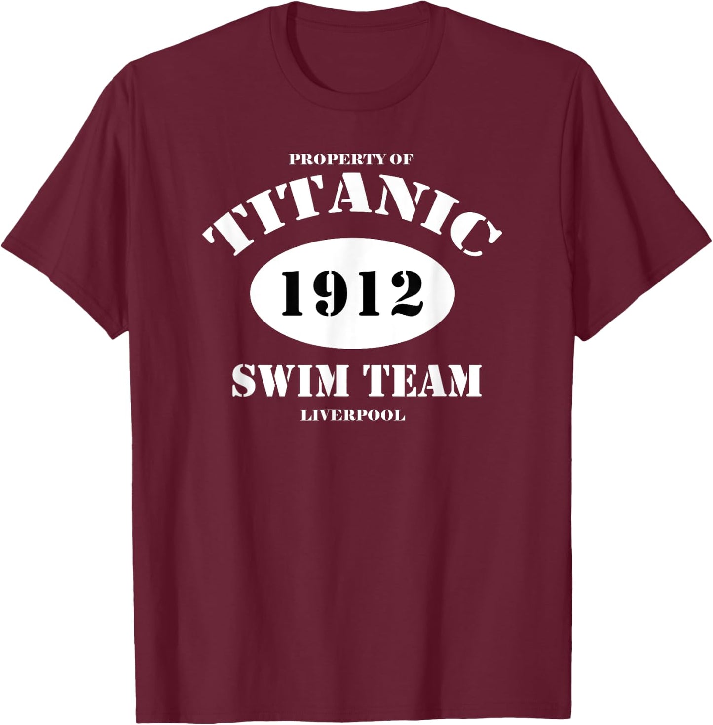 TITANIC 1912 Swim Team, Funny, Retro, T Shirt T-Shirt - T-Shirt | Maroon