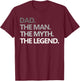 DAD THE MAN THE MYTH THE LEGEND T Shirt Father's Day Gift T-Shirt - T-Shirt | Maroon