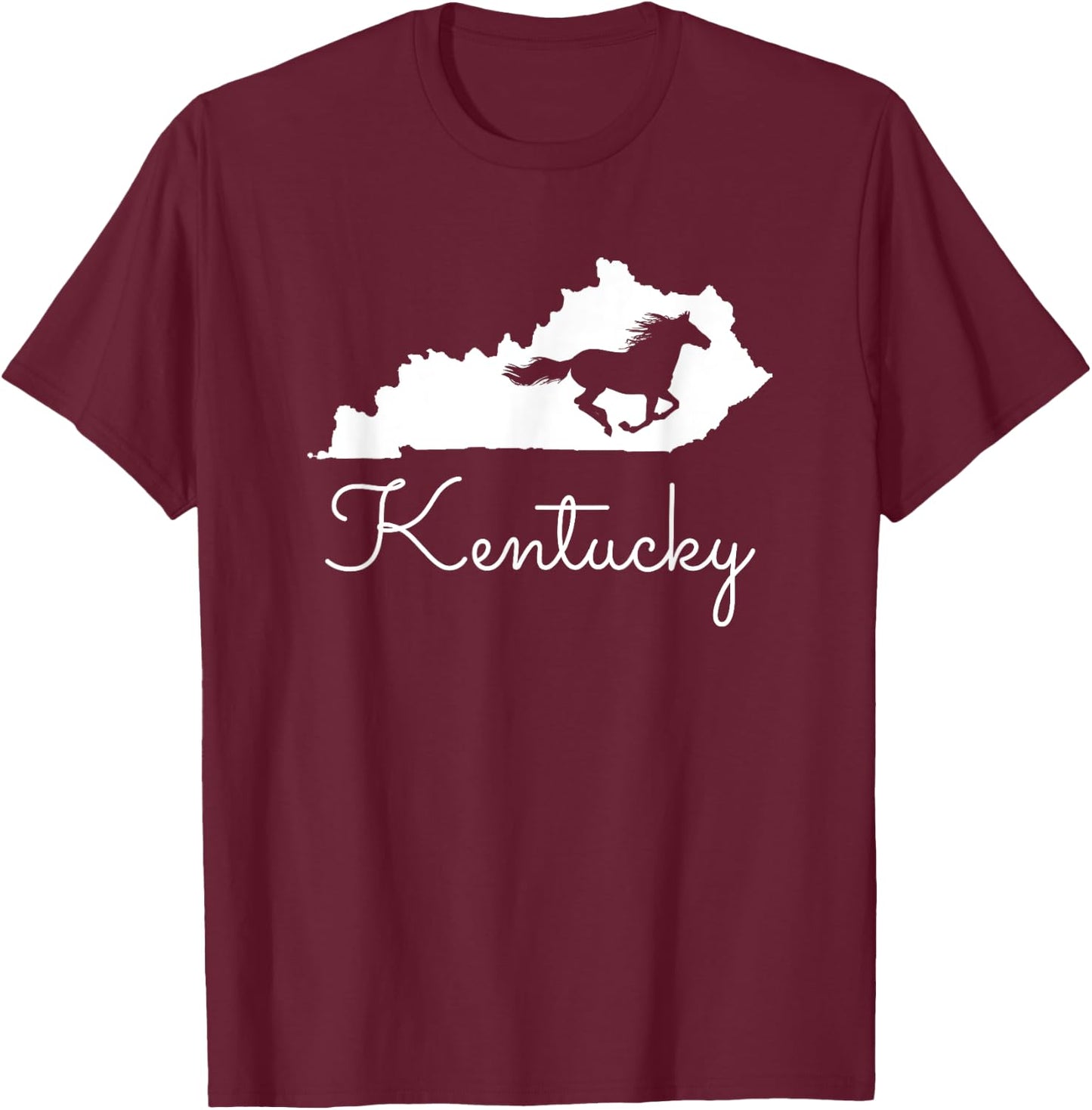 Kentucky Horse Map State T-Shirt - T-Shirt | Maroon