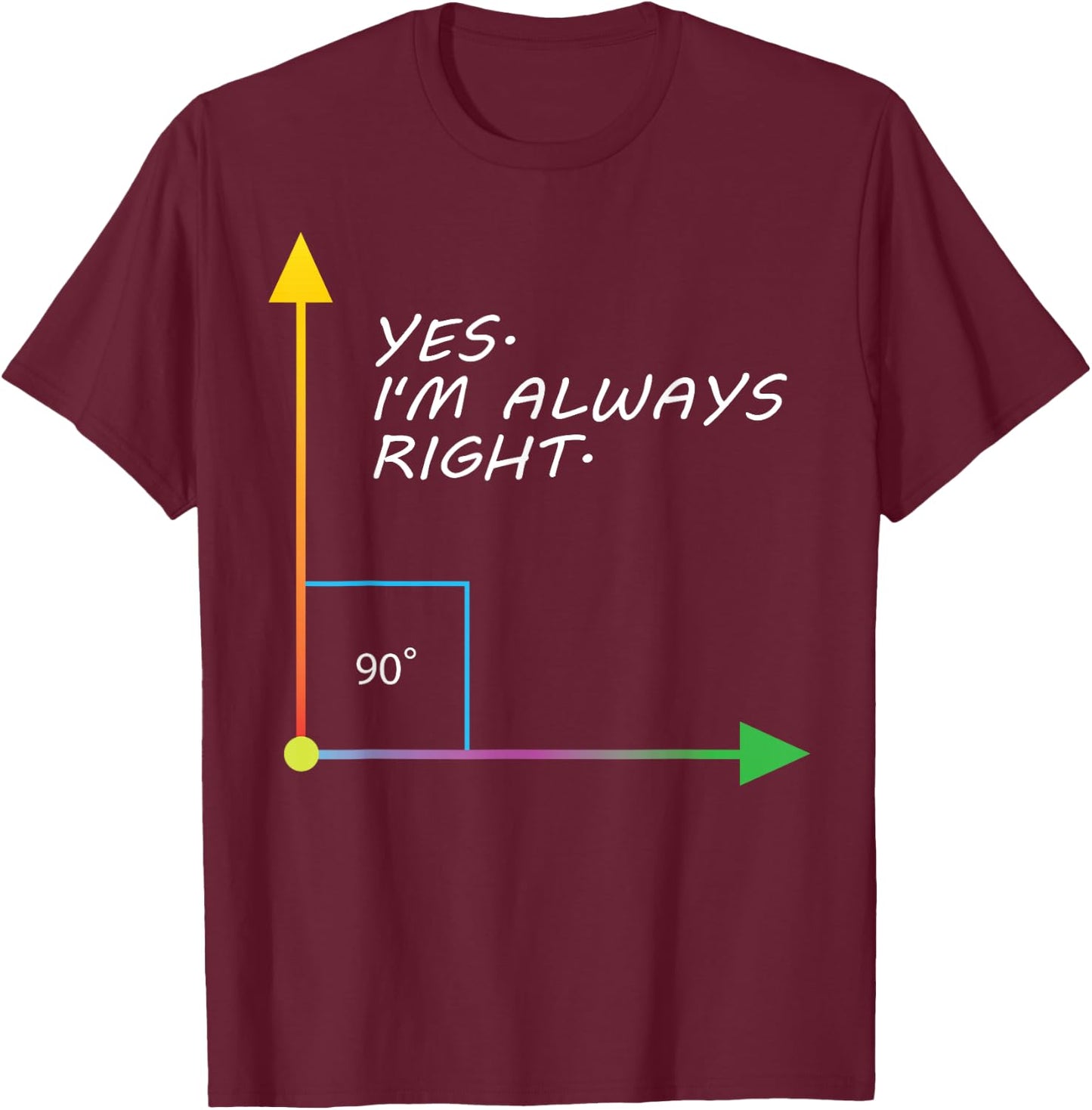 Funny Yes I'm Always Right Teacher Math Gift Design T-Shirt - T-Shirt | Maroon