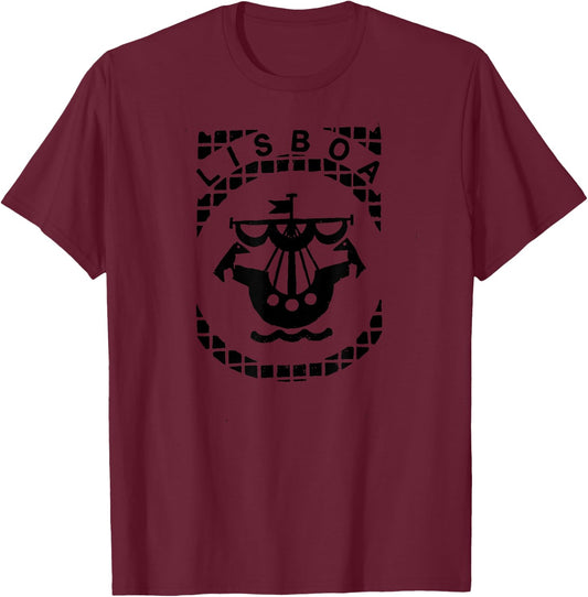 Street Art : Lisbon Manhole Cover Print Shirt Lisboa T-Shirt - T-Shirt | Maroon