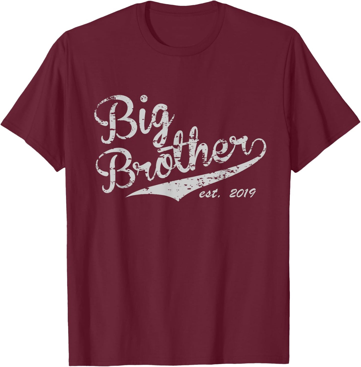 Big Brother Est. 2019 Vintage Style - Adult & Youth Size T-Shirt - T-Shirt | Maroon