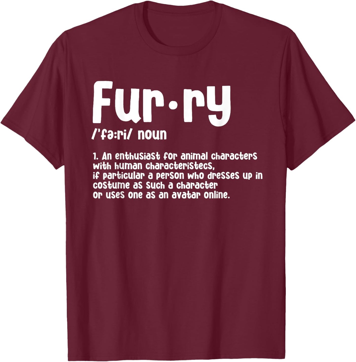 Fursuit Noun Animal Costume Furries Fursuiter Cosplayer T-Shirt - T-Shirt | Maroon