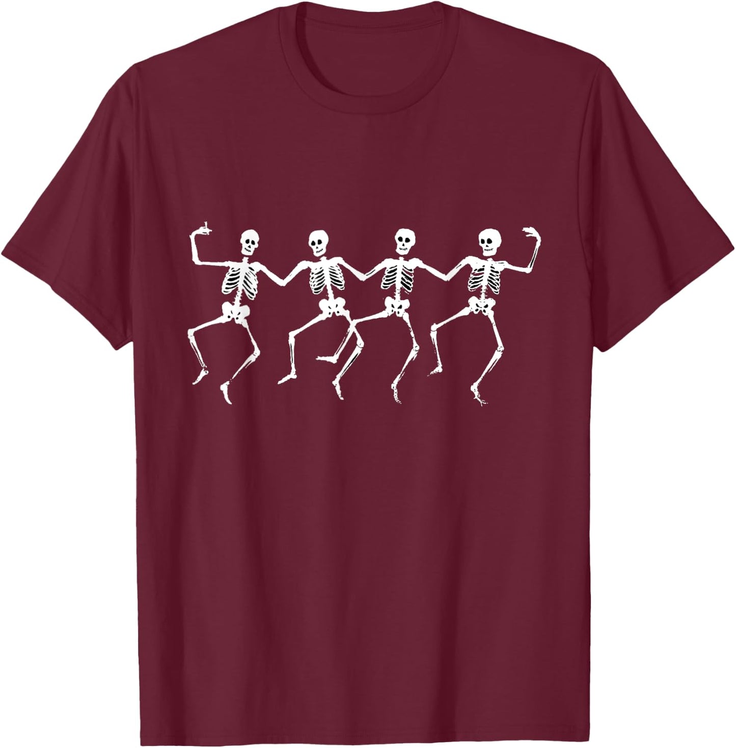 Dancing Skeletons - Spooky Funny Halloween Party Graphic T-Shirt - T-Shirt | Maroon
