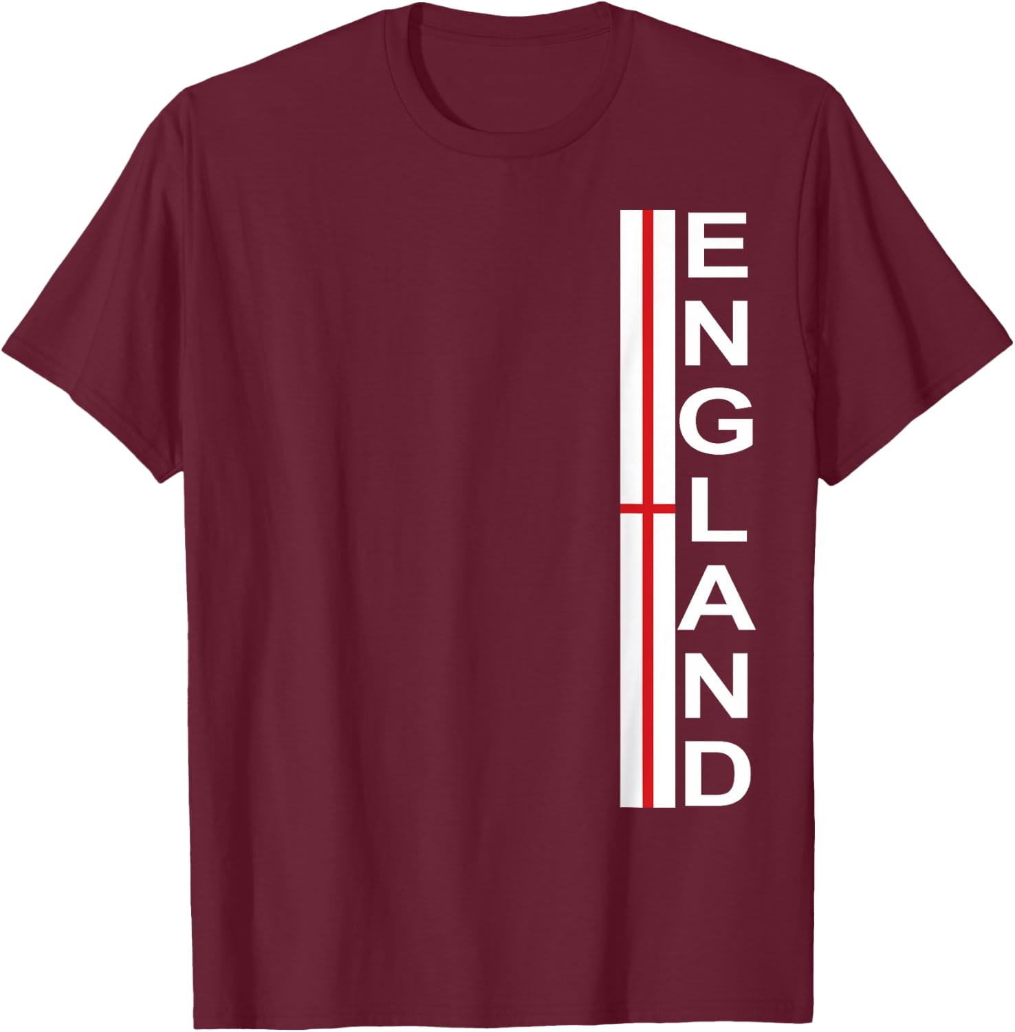 England Vertical Text and English Flag T-Shirt - T-Shirt | Maroon