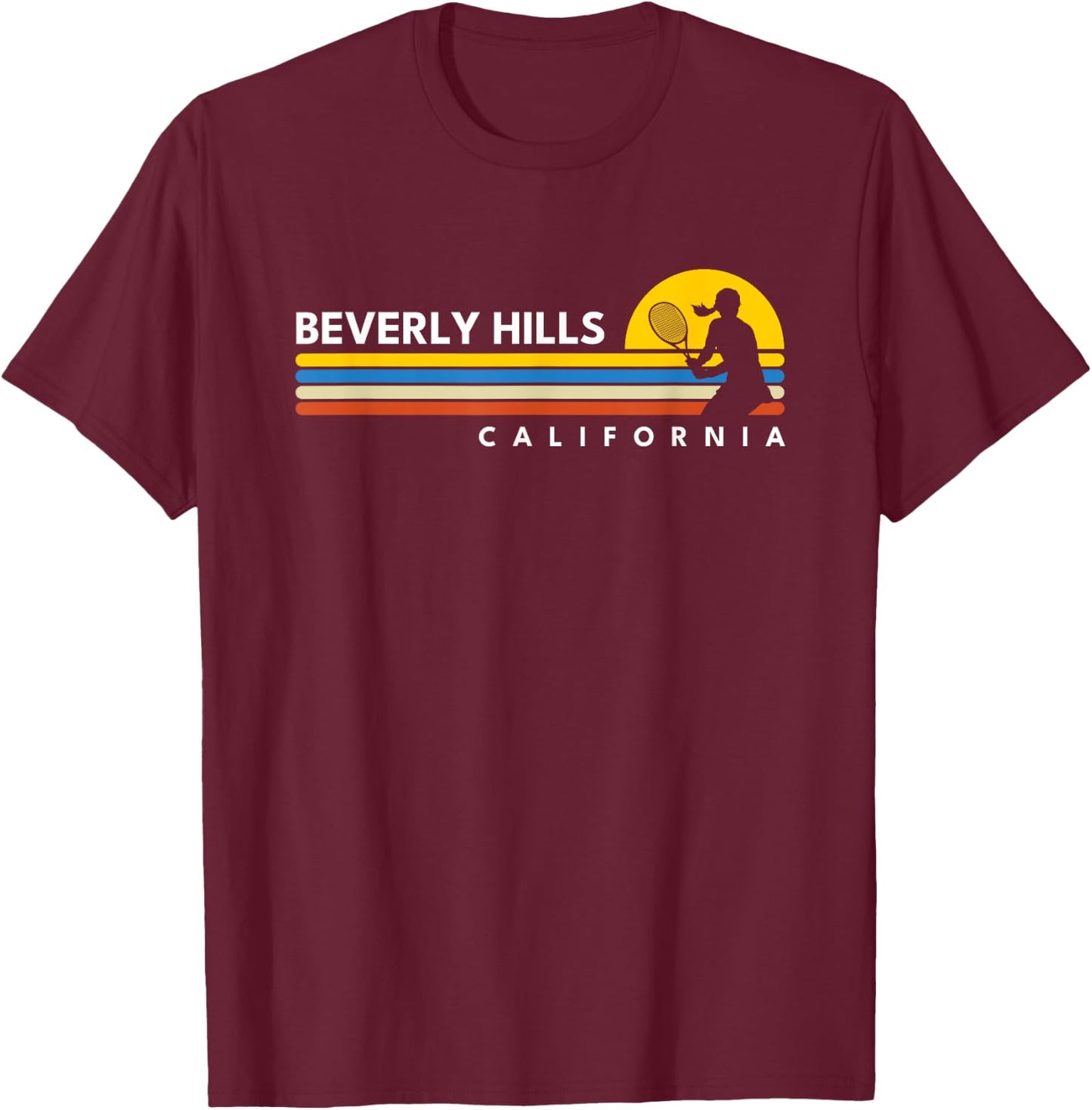 Beverly Hills CA Vintage Retro Souvenirs T-Shirt - T-Shirt | Maroon