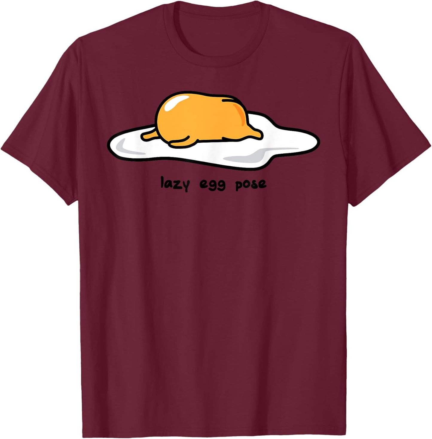 Gudetama The Lazy Egg Yoga Pose Small T-Shirt - T-Shirt | Maroon