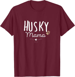 Husky Mama, Husky Mom Gifts Dog Lover Siberian Husky Mom Paw T-Shirt - T-Shirt | Maroon