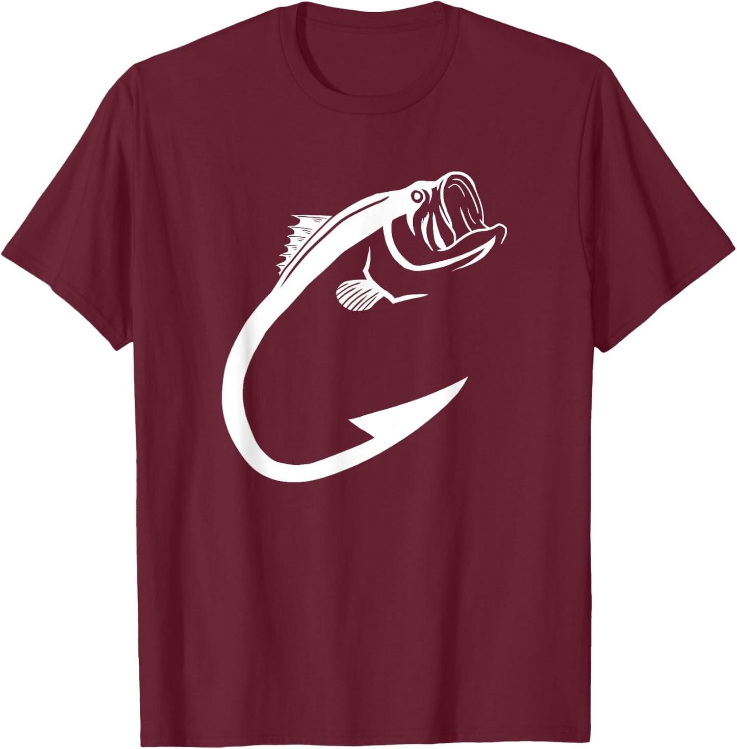 Fish Hook Minimal Art Cool Fishing Lover Art Lover Gift T-Shirt - T-Shirt | Maroon