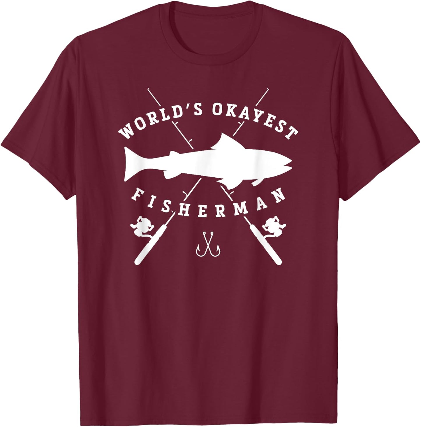 Worlds Okayest Fisherman Retirement T Shirt Fishing T-Shirt - T-Shirt | Maroon