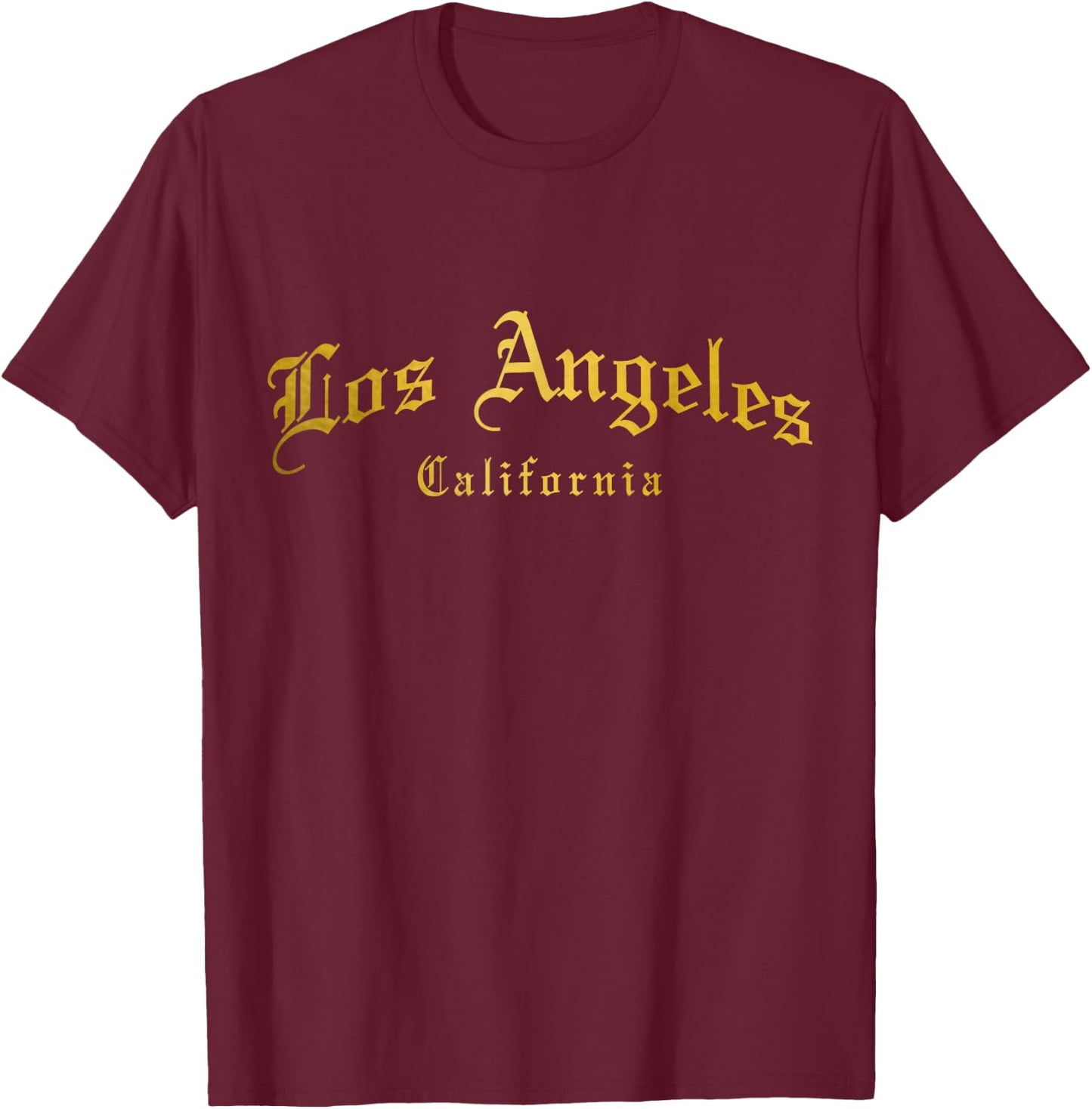 Los Angeles California LA Vintage Old School English Font T-Shirt - T-Shirt | Maroon