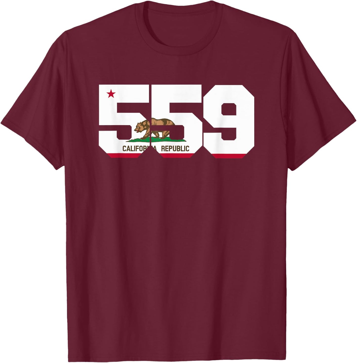 Area Code 559 shirt - Fresno California T-Shirt - T-Shirt | Maroon