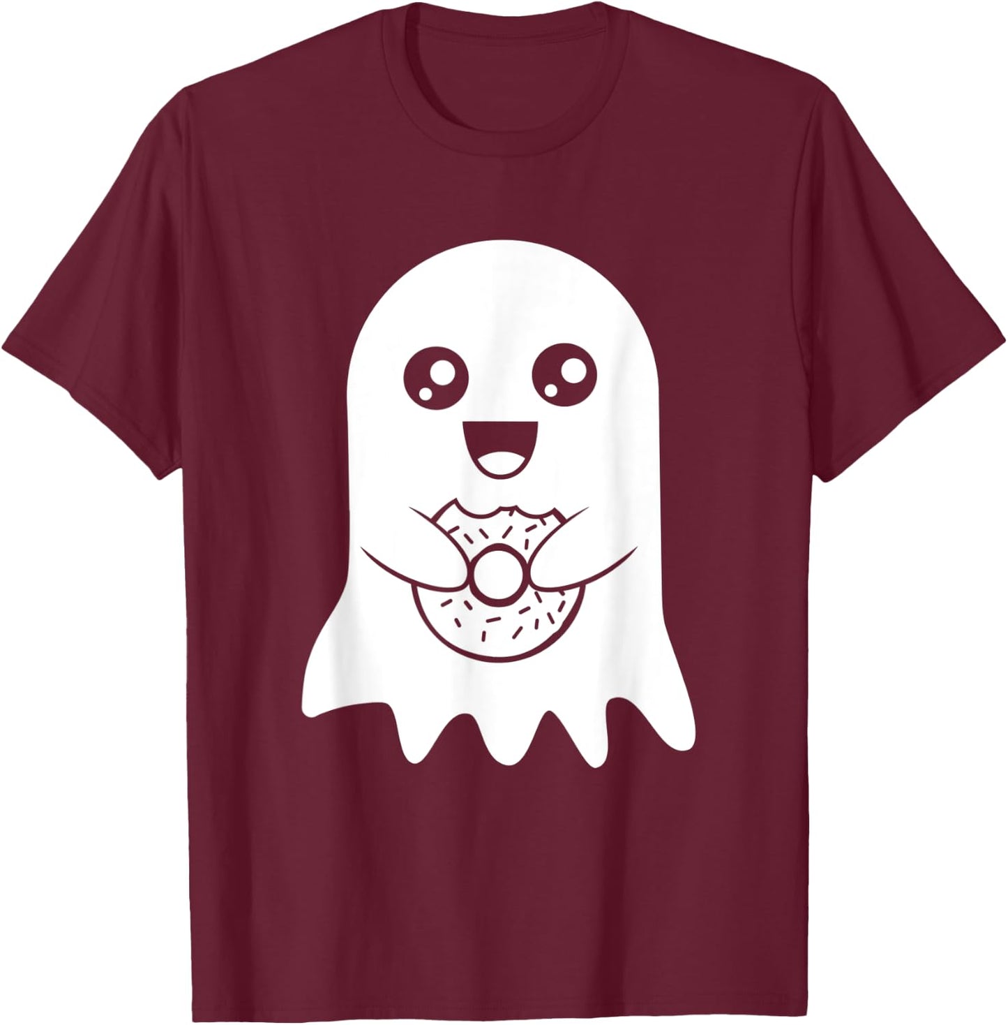 Cute Ghost Funny Donut Halloween Costume Boys Girls Gift T-Shirt - T-Shirt | Maroon