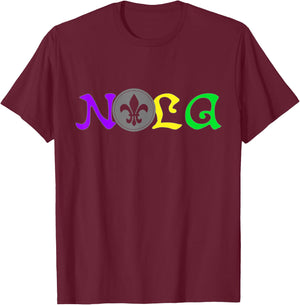NOLA | New Orleans Mardi Gras | 504 T-Shirt - T-Shirt | Maroon