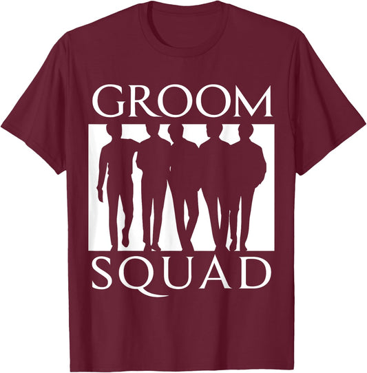Groom Squad Groomsmen Team Silhouette Bachelor Party Wedding T-Shirt - T-Shirt | Maroon