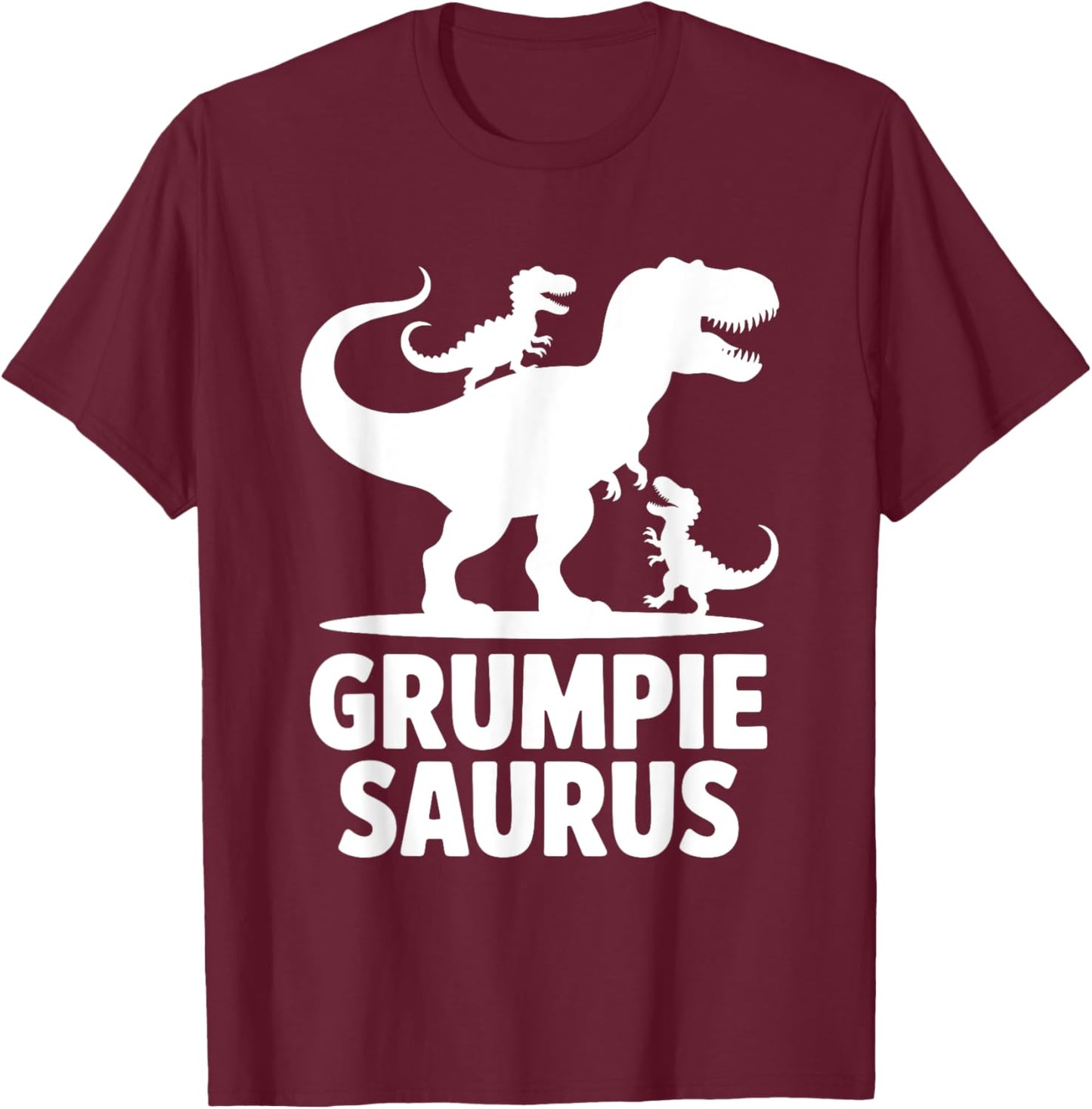 Grumpie Saurus Dinosaur Grandpa Of Two Grandkids Dino Family T-Shirt - T-Shirt | Maroon