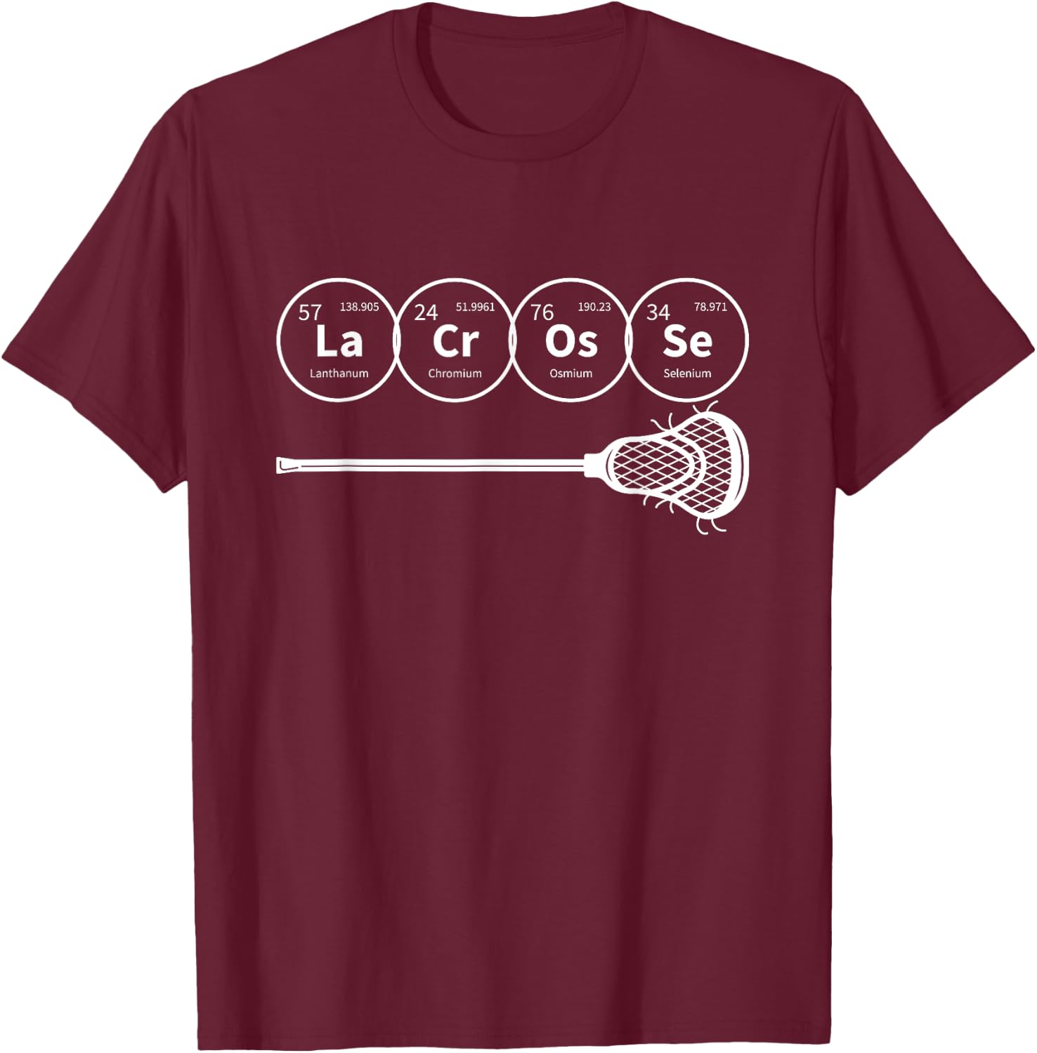 Lacrosse Periodic Table of Elements Chemistry Gift T-Shirt - T-Shirt | Maroon