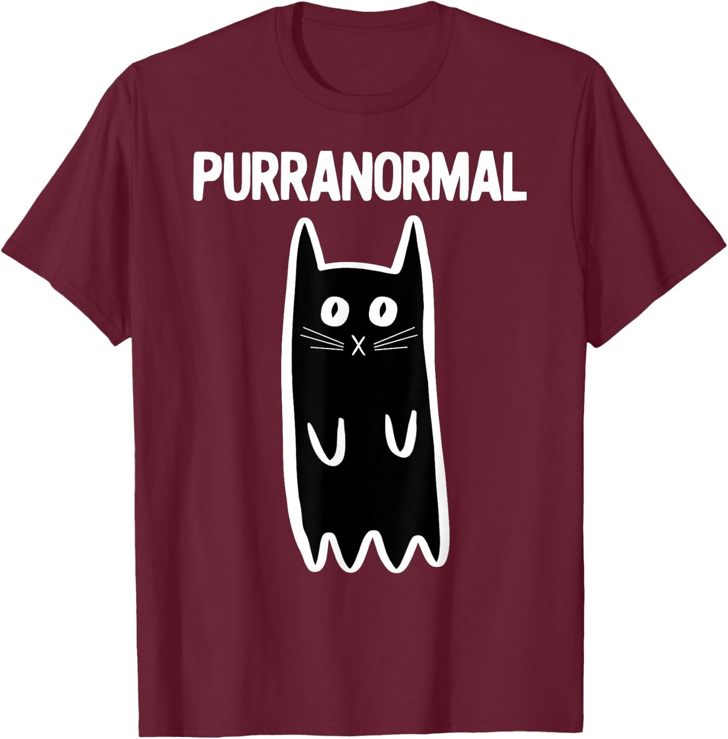 Purranormal Ghost Cat Shirt Paranormal Halloween Kitty Cat T-Shirt - T-Shirt | Maroon