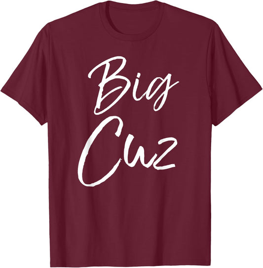 Big Cuz Shirt Fun Cute Bigger Cousin Shirt for Kids Youth T-Shirt - T-Shirt | Maroon