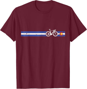 Colorado Flag Cycling Beautiful Native Colorado T-Shirt - T-Shirt | Maroon