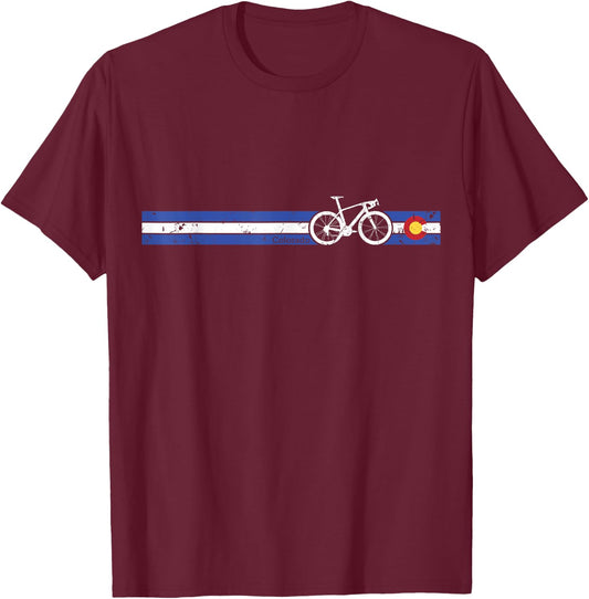 Colorado Flag Cycling Beautiful Native Colorado T-Shirt - T-Shirt | Maroon
